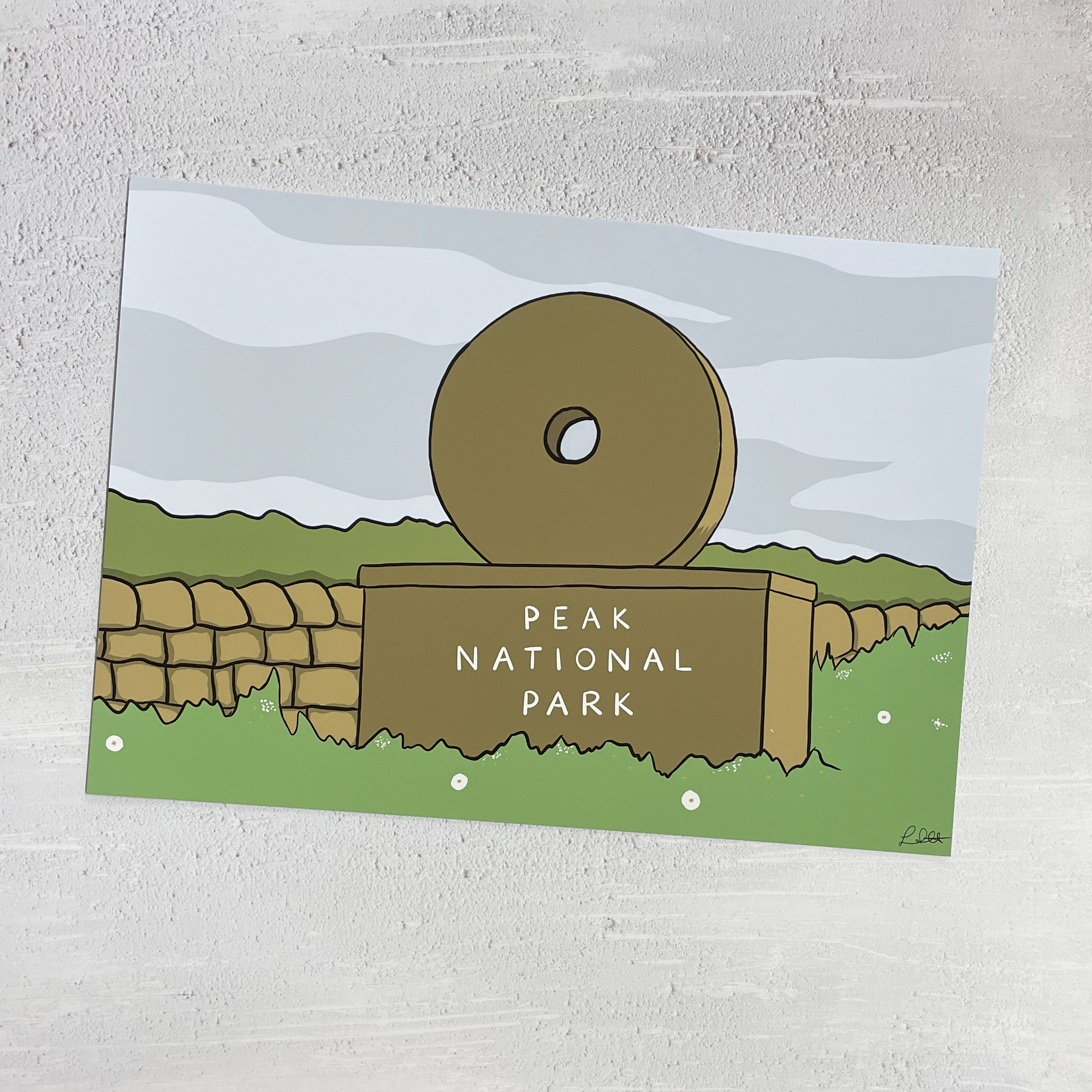 An illustration of a millstone sign for the Peak National Park