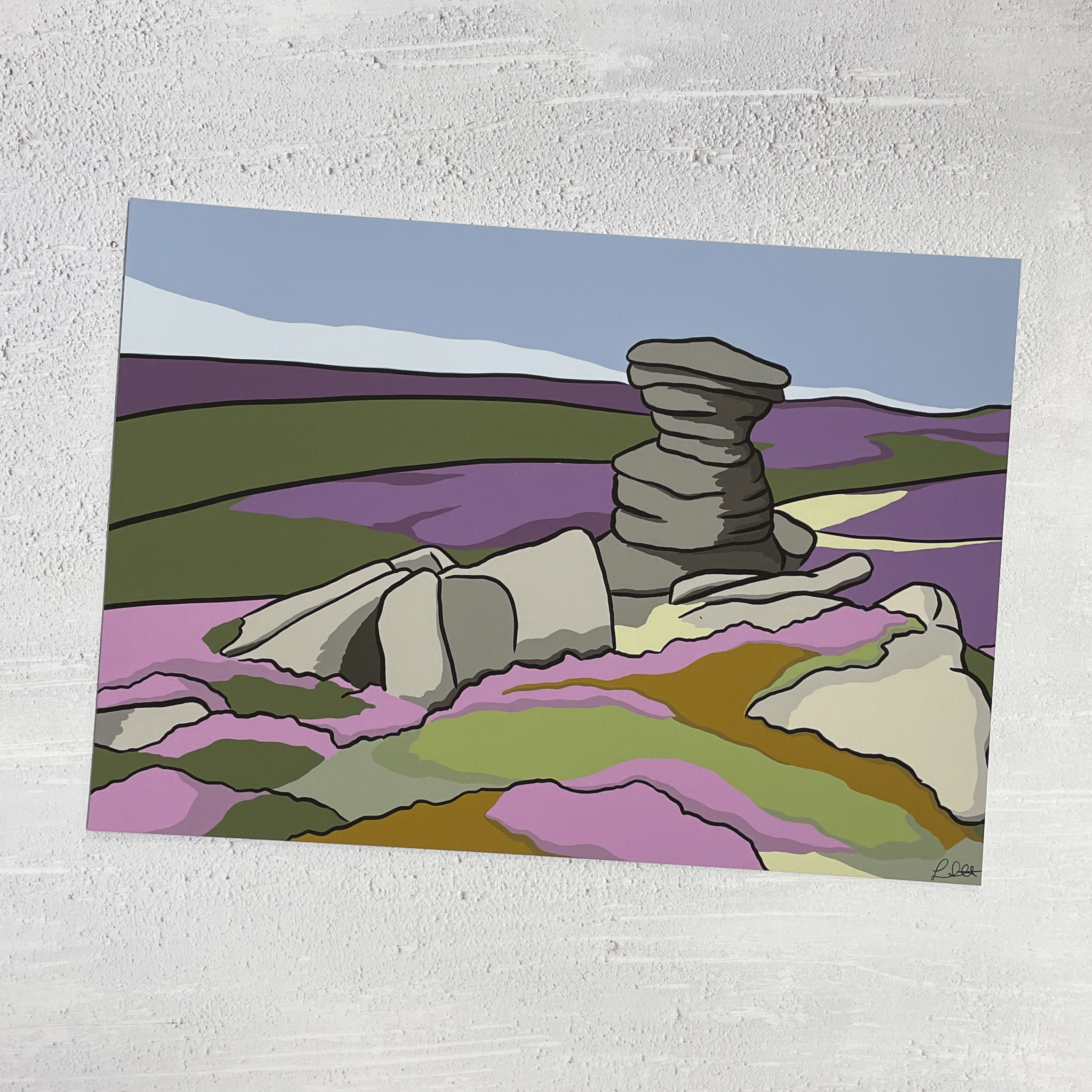 An illustration of the Salt Cellar rock formation at Derwent Edge in Derbyshire