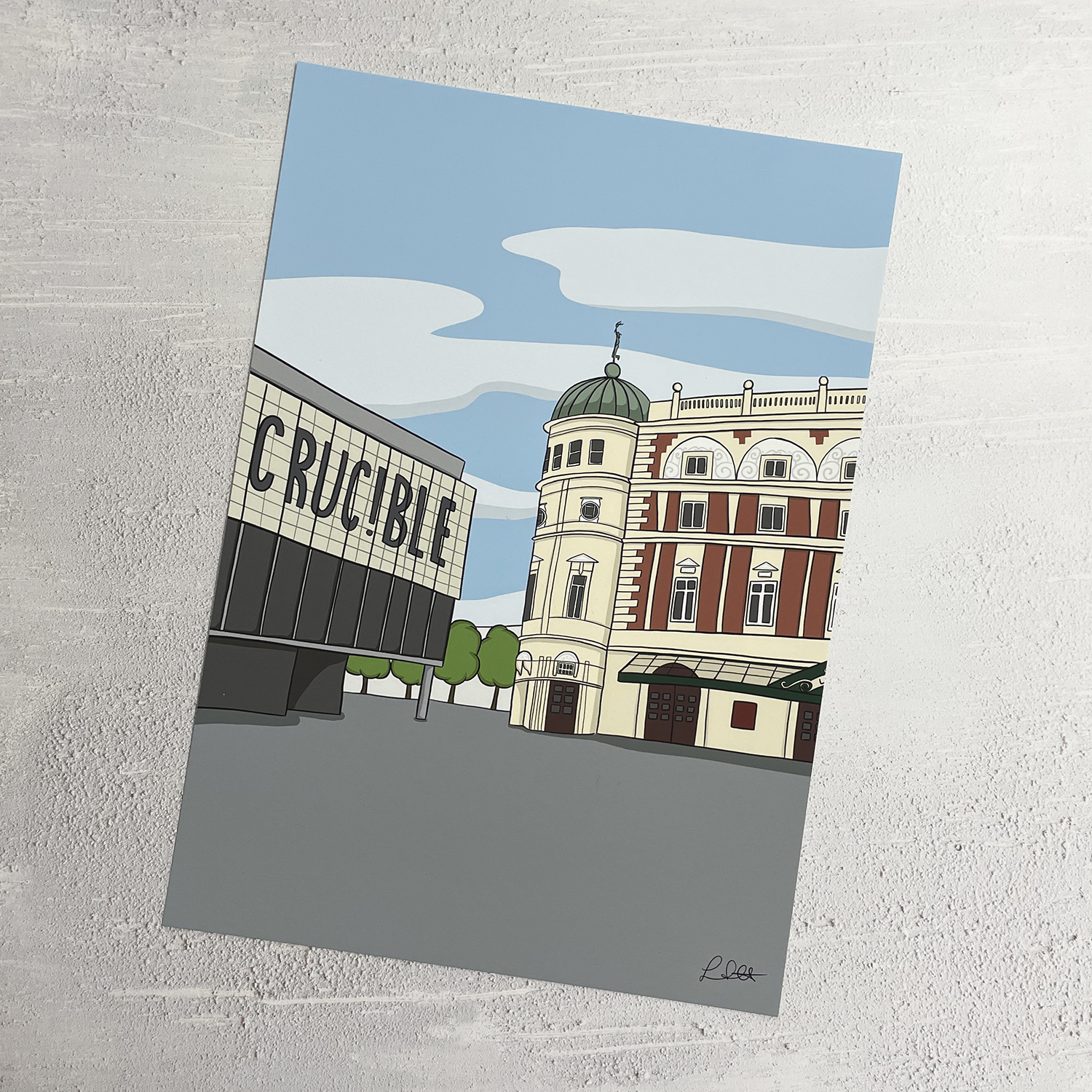 A A4 print of the theatres of Sheffield - The Crucible and The Lyceum
