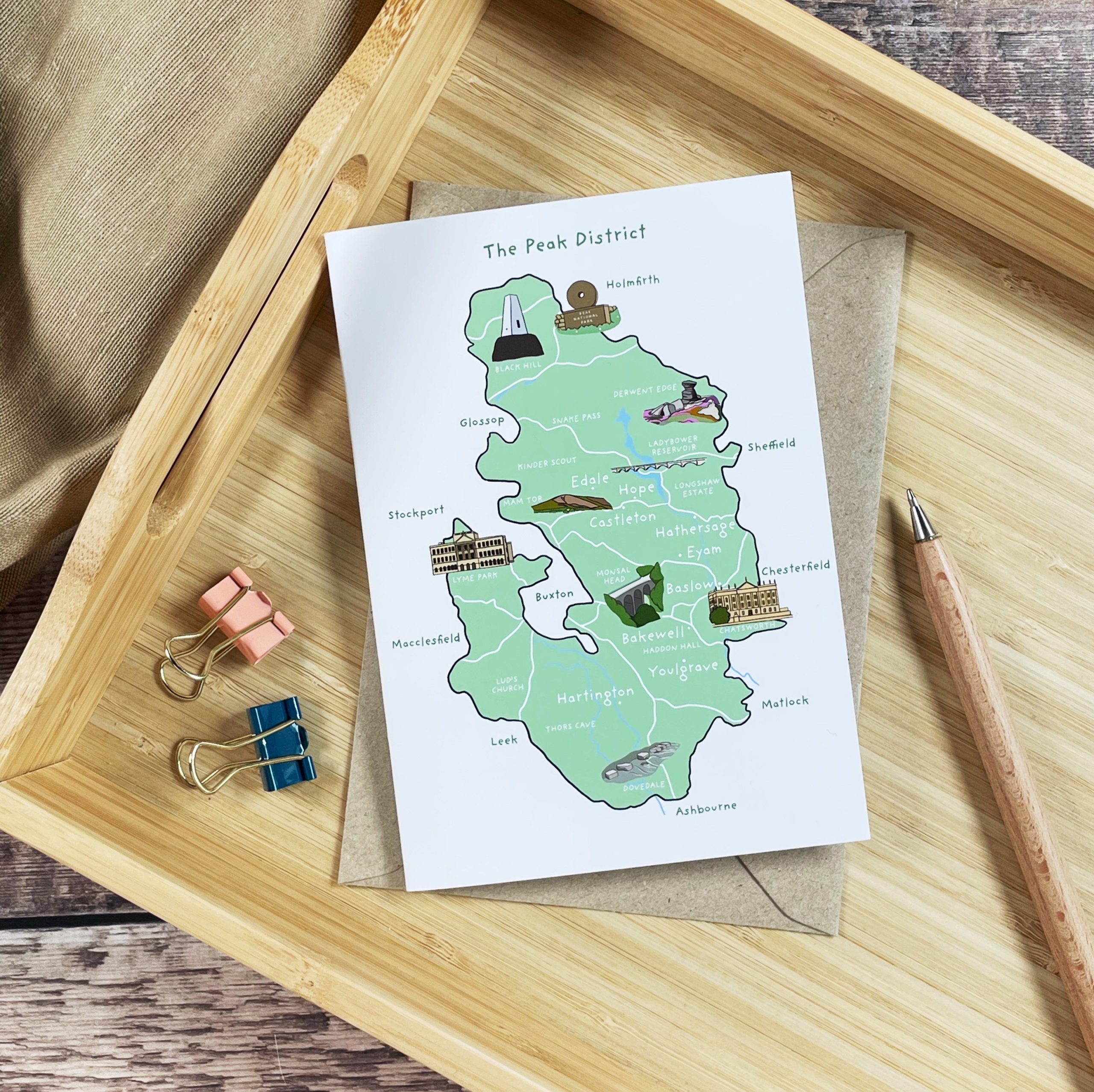 Peak District Map Greetings Card