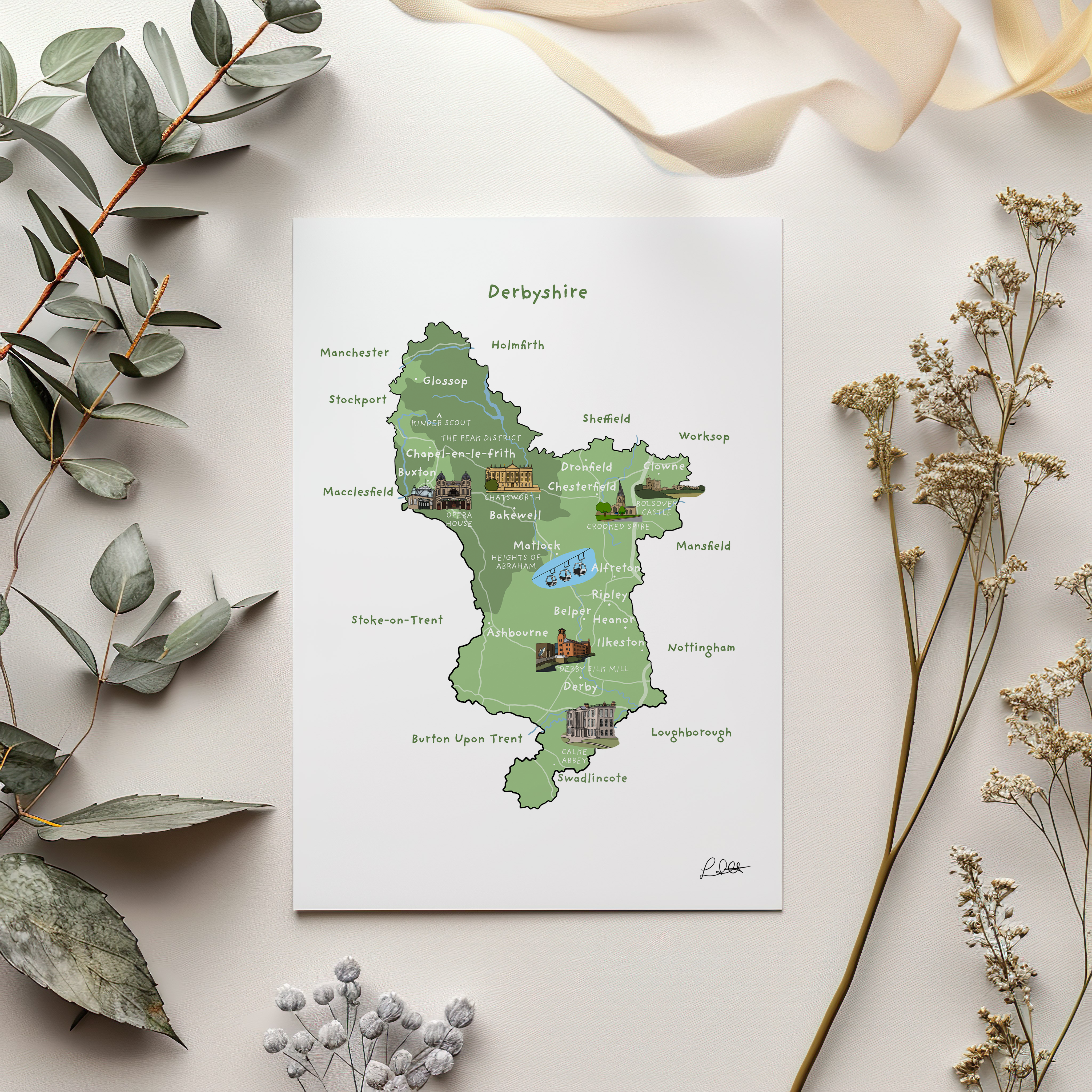 Derbyshire Map Print - Image 2