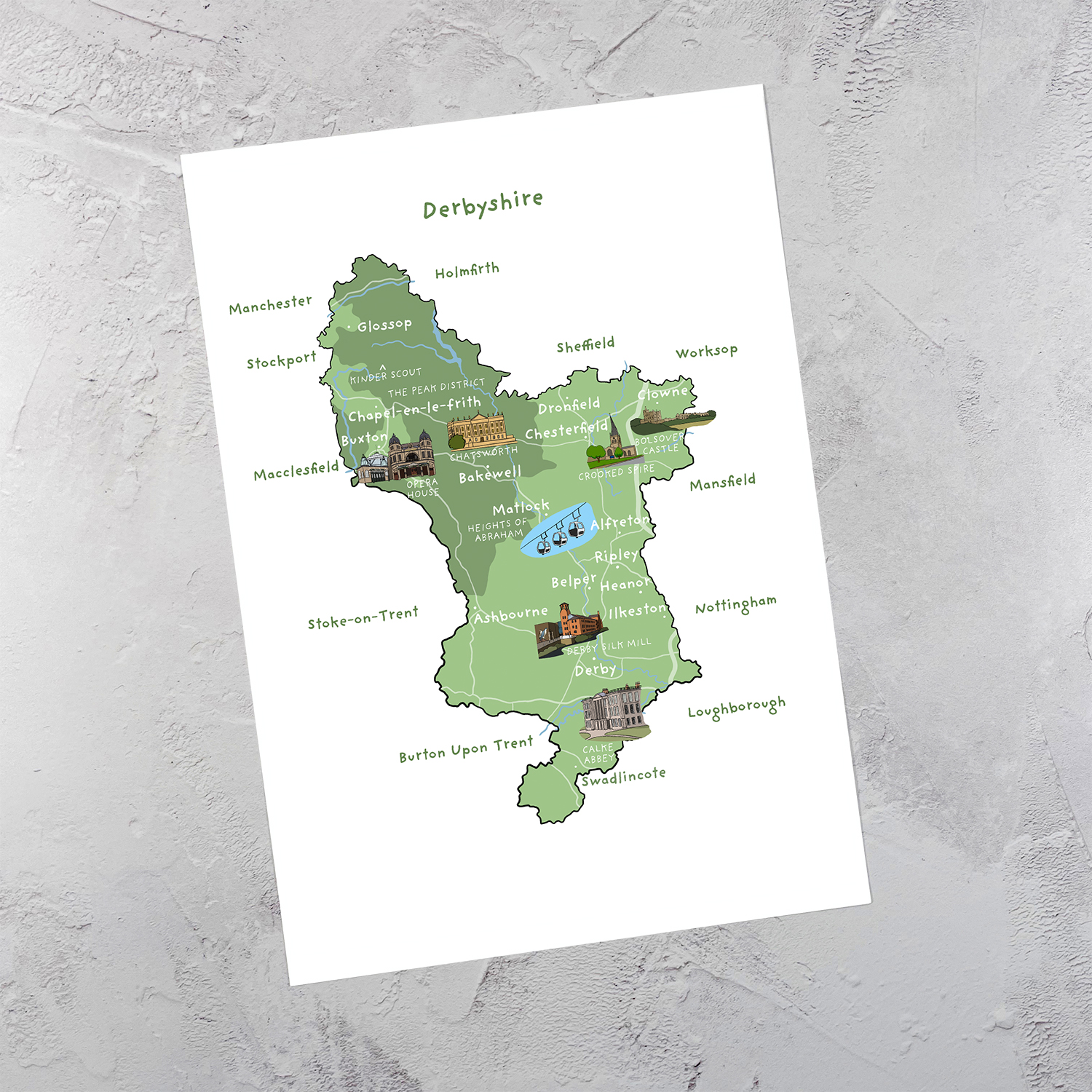Derbyshire Map Print