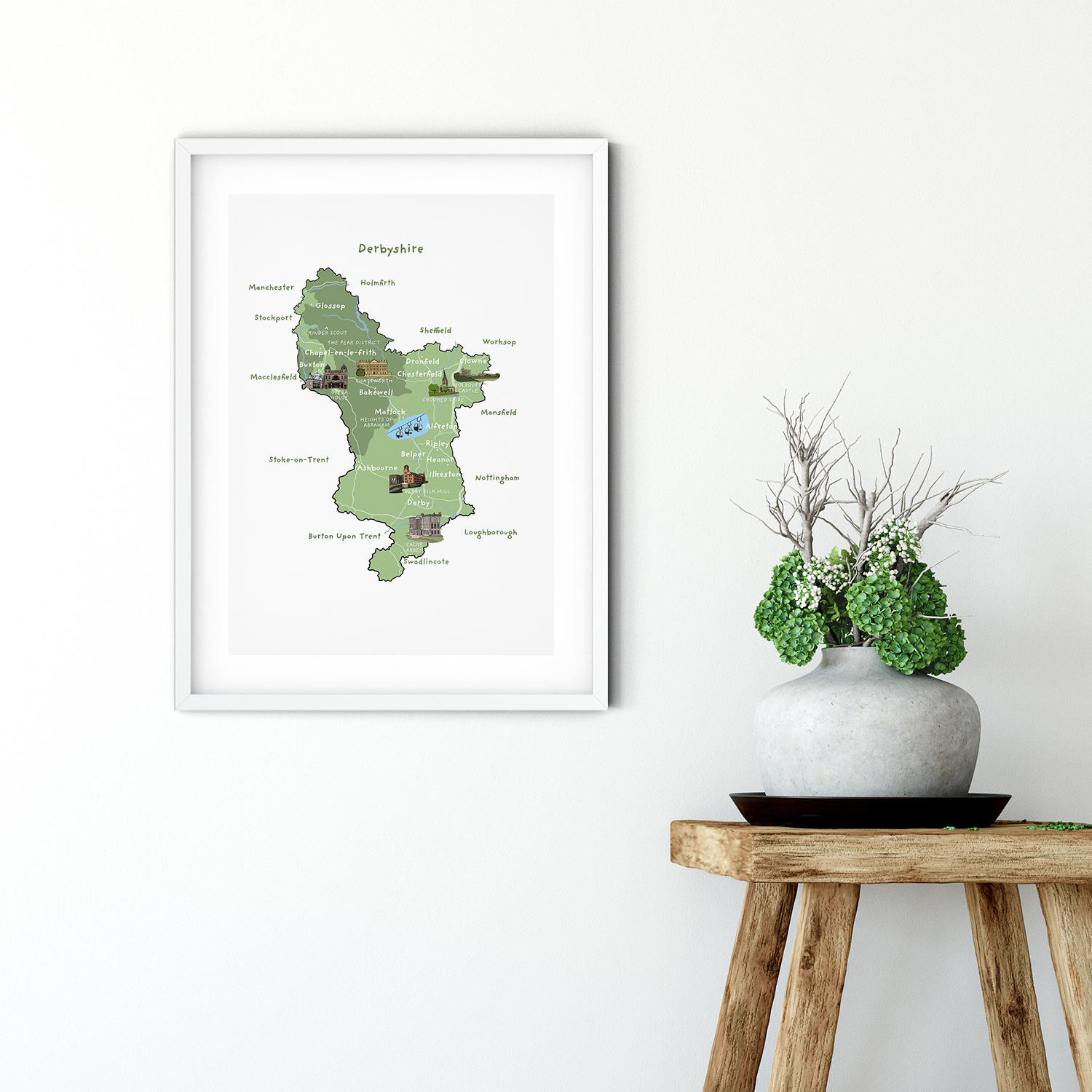 Derbyshire Map Print
