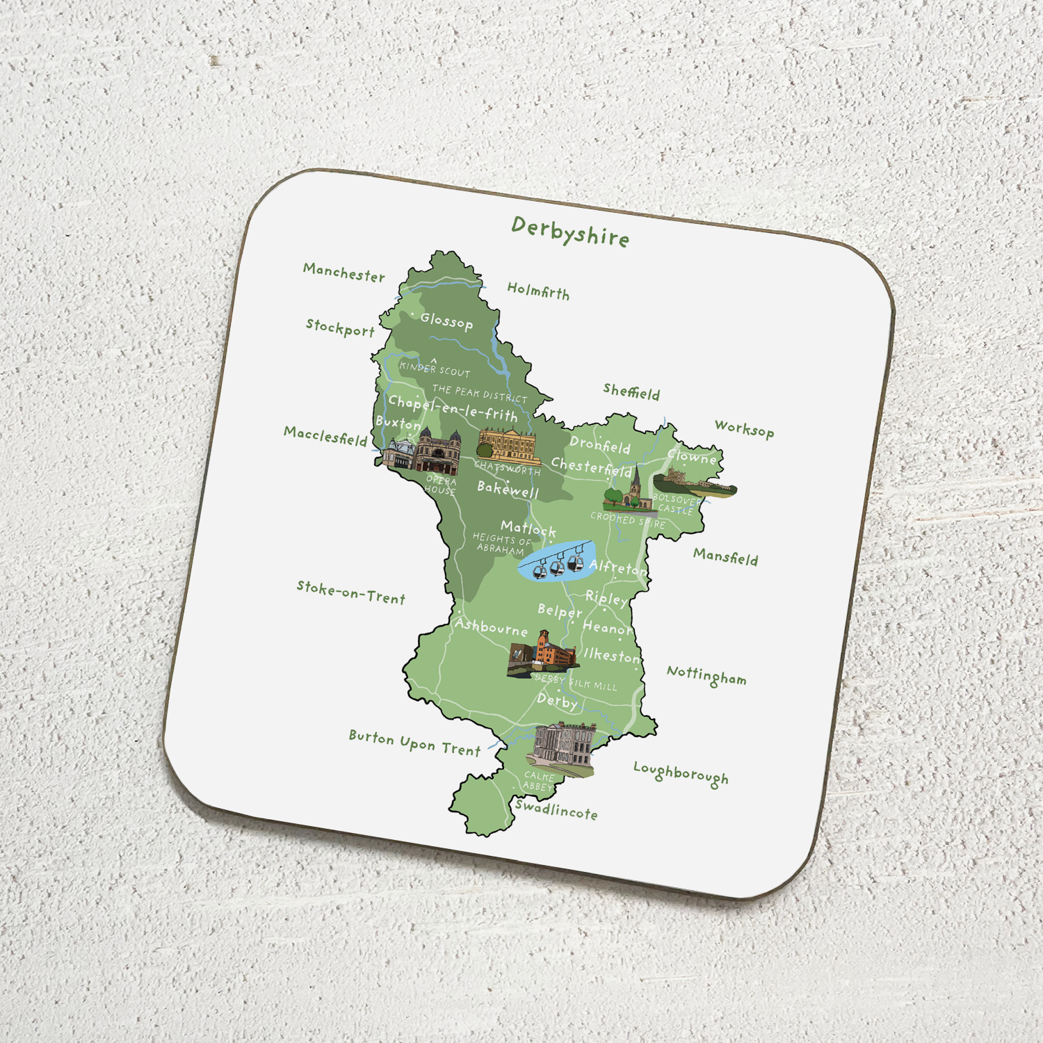 Derbyshire Map Coaster - Image 2