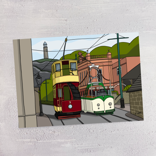 Crich Trams & The Red Lion Print