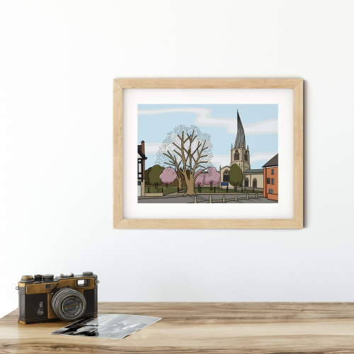 The Crooked Spire in Spring Print