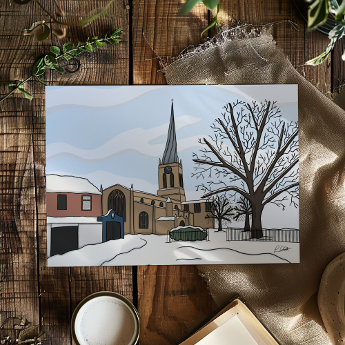 The Crooked Spire in Winter Print