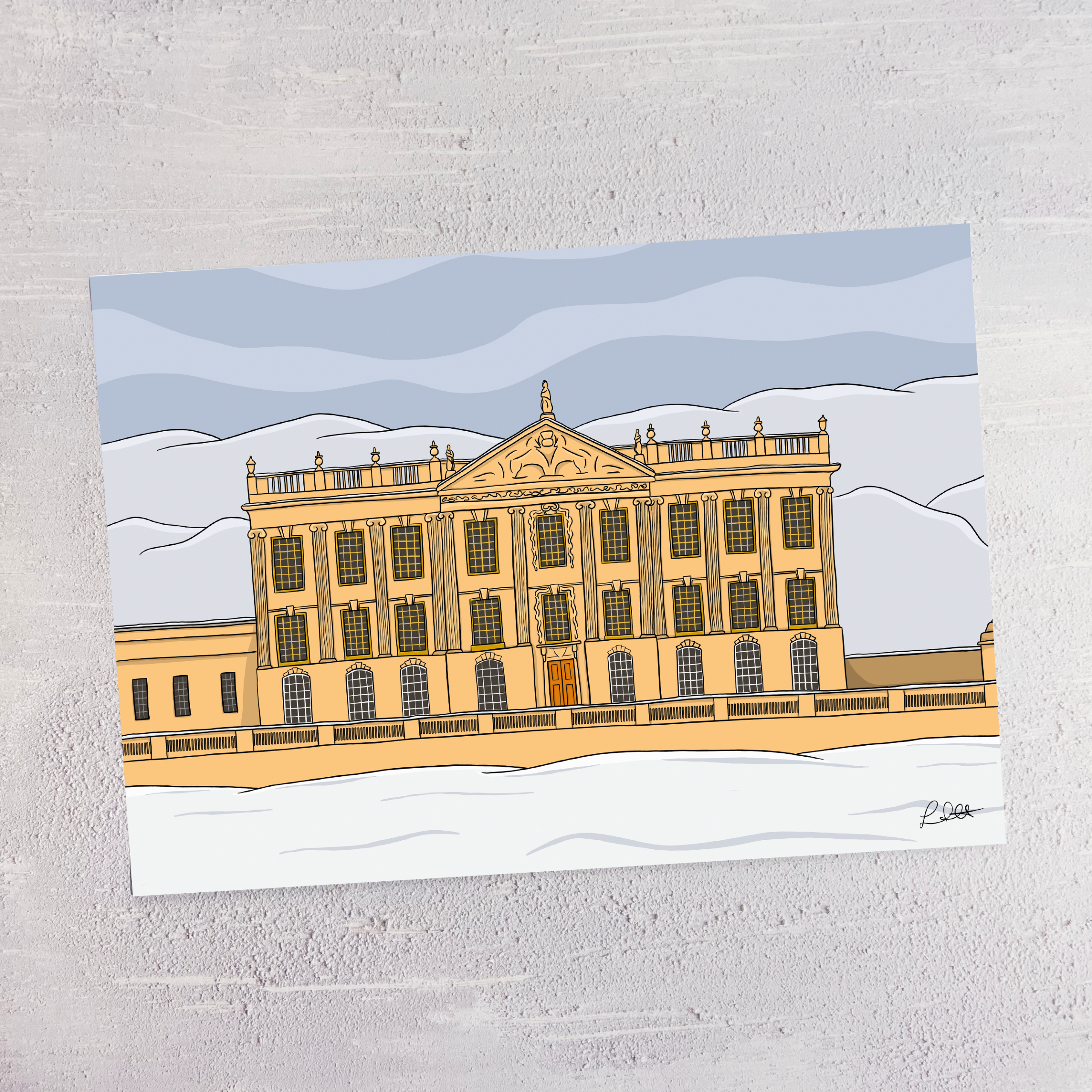 Chatsworth House in Winter Print - Image 3